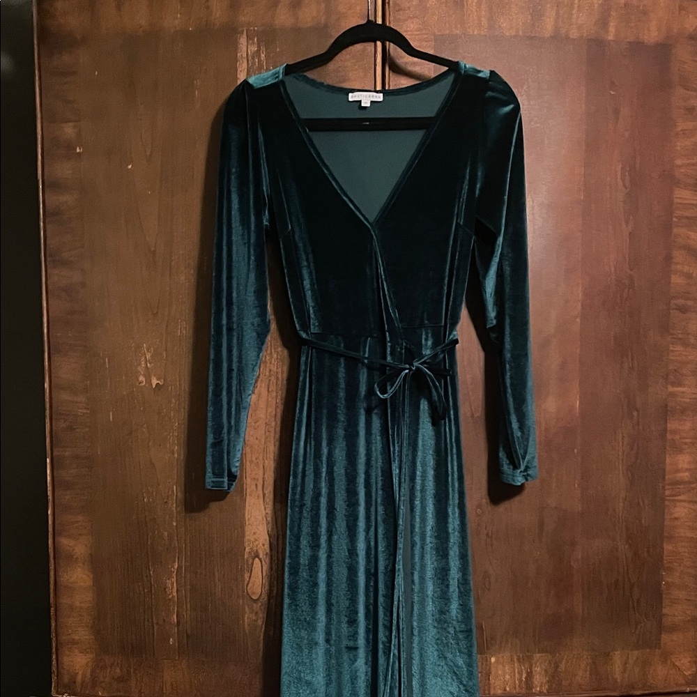 Baltic Born emerald green velvet maxi wrap dress size S